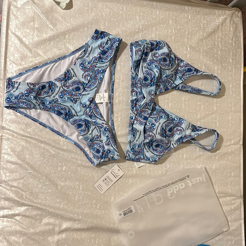 Two piece swimsuit, high, waisted, bottom bikini top cupshe